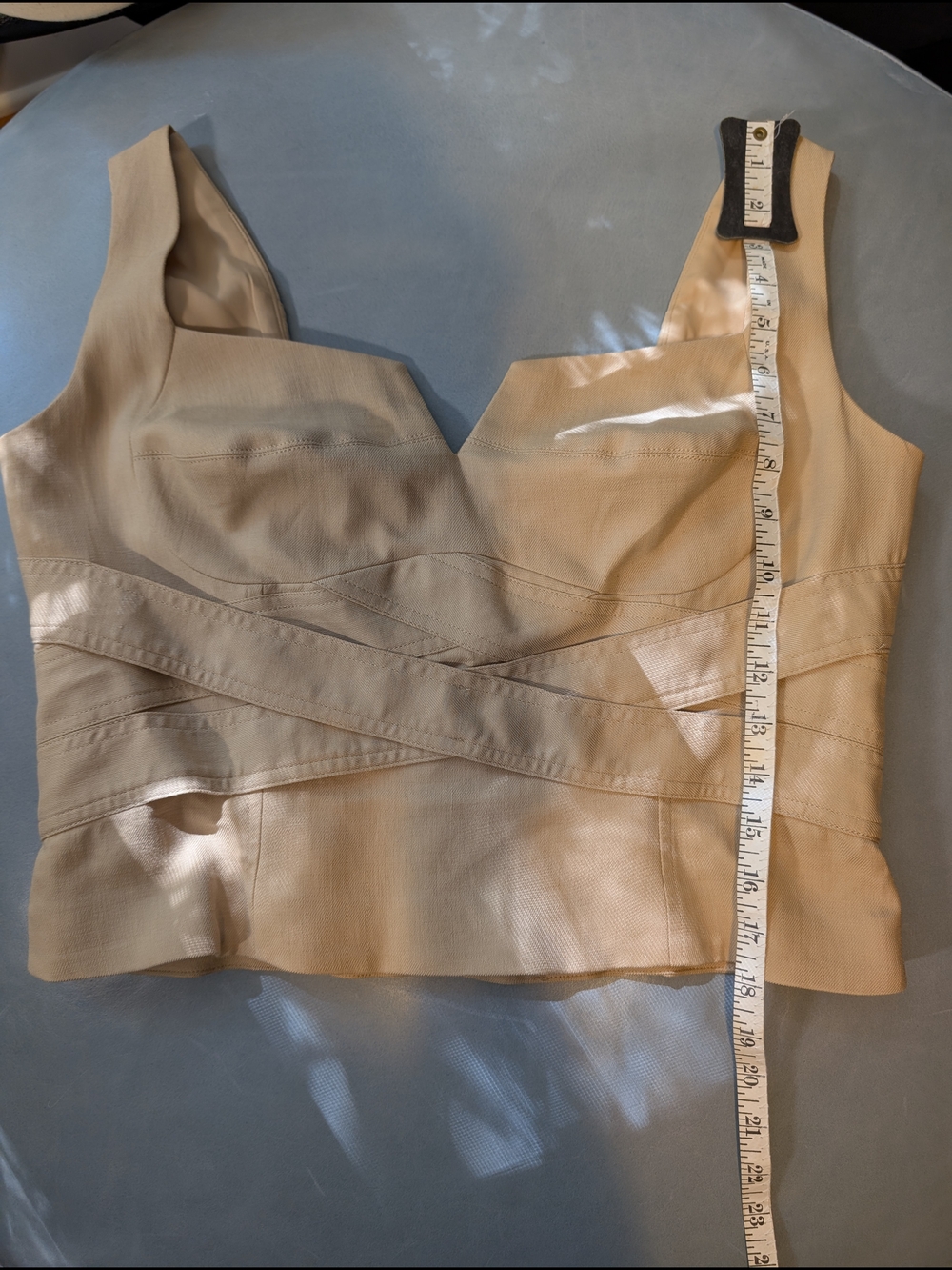 White House Black Market Tan Square-Neck Wrap-Detail Tank Top Matches Trousers - Picture 10 of 11